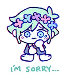 🥺 Basil Omori I'M SORRY... Anime, Gra wideo, Smutny, Przeprosiny, Omori, Postać, Naklejka, Płacz telegram sticker