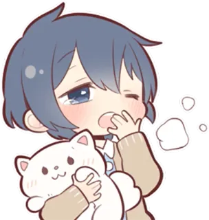 😪 Аниме, Мультфильм, Милый, Мальчик, Кот, Каваий, Чиби telegram sticker