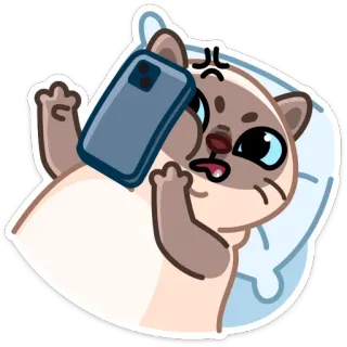 😅 кот, телефон, средний палец, злой, наклейка, мультяшный кот telegram sticker