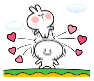 😙 carino, coniglio, cuore, amore, amicizia, cartoni animati, personaggio whatsapp sticker