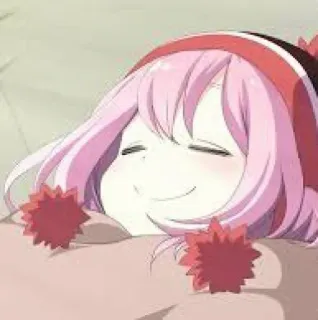 😊 Anime, Mädchen, schlafend, pinke Haare, süß, Cartoon telegram sticker