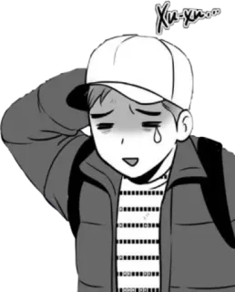 😅 Xu-xu-xu... chorando, triste, monocromático, mangá, lacrimoso telegram sticker