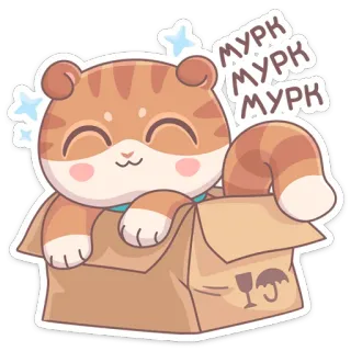 ☺️ Мурк Мурк Мурк кот, коробка, милый, животное, мяу, наклейка telegram sticker