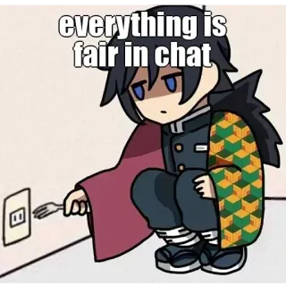 🤔 everything is fair in chat Anime, Demon Slayer, Électricité, Fourchette, Prise whatsapp sticker
