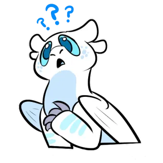 ❔ ?? dragon blanc, point d'interrogation, mignon, confus, dessin animé telegram sticker