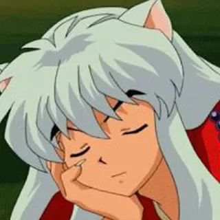 🐶 Inuyasha anime, śpiący, psie uszy, relaksujący, postać z kreskówki telegram sticker