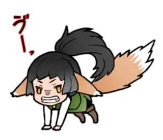 😠 ブー anime, chibi, fox, angry, japanese telegram sticker