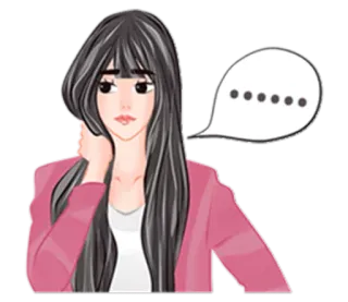 😒 mujer, chica, pensando, chat, pegatina, bocadillo telegram sticker