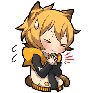 🙏 애니메이션, 만화, 초조, 걱정, 땀, 당황, 고양이 귀 telegram sticker