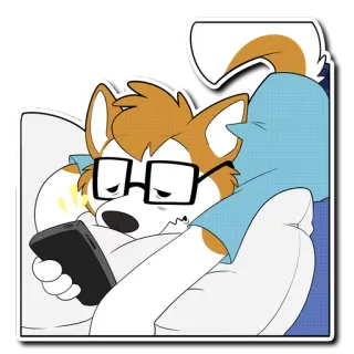 🌙 Furry, Antropomórfico, Perro, Leyendo, Gafas, Teléfono telegram sticker