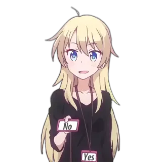 👎 No Yes Anime, Personagem, Sim, Não, Expressão, Fofo, Desenho animado telegram sticker