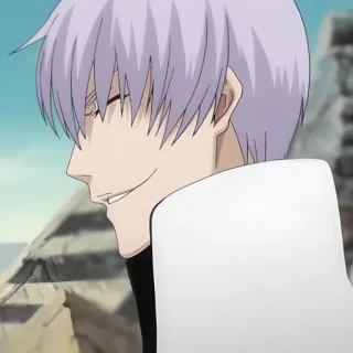 💙 Gin Ichimaru Bleach Anime, Manga, Sorriso, Personaggio, Capelli bianchi telegram sticker