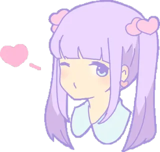 😘 Anime, Kawaii, Lucu, Hati, Gadis, Kartun whatsapp sticker