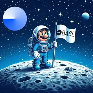 🌕 Mario BASE 马里奥, 宇航员, 月亮, 太空, 加密货币, BASE telegram sticker