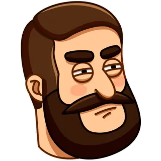 😑 homme, visage, barbe, portrait, dessin animé, sérieux telegram sticker