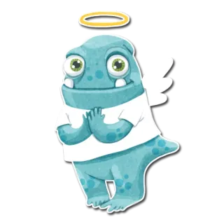 😇 mostro, angelo, aureola, cartone animato, carino, ali, personaggio whatsapp sticker
