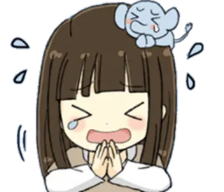 🙏 garota anime, chorando, kawaii, fofo, desenho animado, triste, implorando telegram sticker