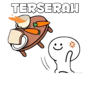 🍡 TERSERAH en colère, nourriture, table, dessin animé, Tersarah telegram sticker