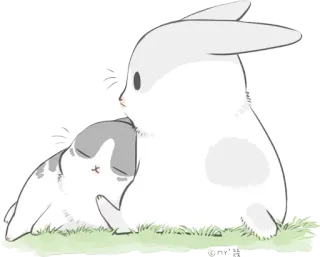 😌 królik, króliczek, słodki, zwierzęta, śpiący, trawa, kawaii telegram sticker