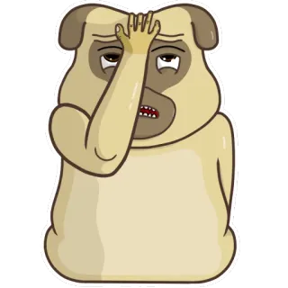 🤦 pug, anjing, facepalm, malu, stiker, kartun telegram sticker