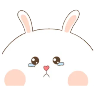 ☹ conejo, conejito, lindo, triste, llorando, animal whatsapp sticker