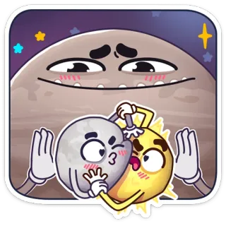 ☺️ พระอาทิตย์, พระจันทร์, การ์ตูน, คาวาอิ, น่ารัก, ความรัก, ดาว telegram sticker