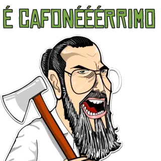 😩 É CAFONÉÉÉRRIMO 만화, 도끼, 남자, 수염, 화난 telegram sticker