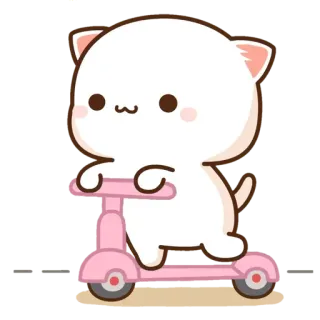 🛴 Katze, Roller, rosa, süß, Cartoon, Tier telegram sticker