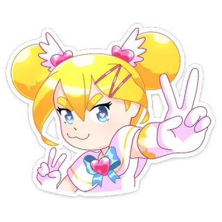 ✌️ Anime, Manga, Carino, Ragazza, Cartone animato, Segno di pace, Kawaii telegram sticker