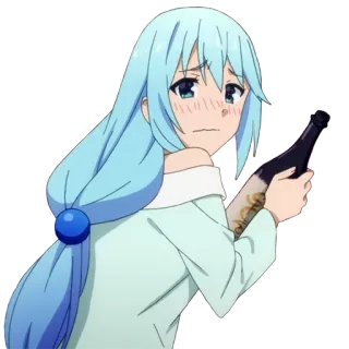 🍾 Aqua Anime, Aqua, Konosuba, Carino, Kawaii, Femminile, Dea dell'acqua telegram sticker