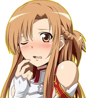 😍 Asuna Yuuki Sword Art Online Anime, Mädchen, Kawaii, Erröten, Süß, Charakter whatsapp sticker