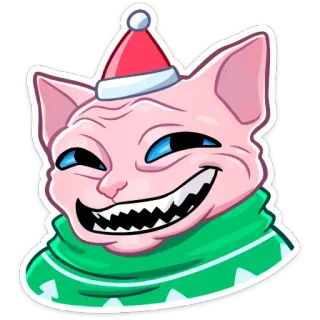 😀 Katze, Sphynx, Weihnachten, Weihnachtsmütze, Meme, Lustig, Cartoon, Sticker whatsapp sticker