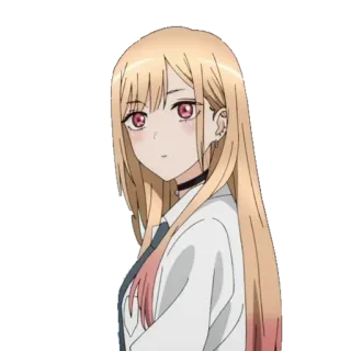 ❤️ Marin Kitagawa My Dress-Up Darling аниме, блондинка, каваий, девушка, милая, чокер, Марин Китагава telegram sticker