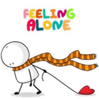 😞 FEELING ALONE samotny, patyczak, smutny, zima, szalik telegram sticker