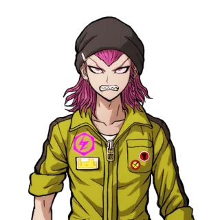 😕 Kazuichi Souda Danganronpa อนิเมะ, การ์ตูน, ดันกันรอนปะ, คาซูอิจิ โซดะ, โกรธ, ผมสีชมพู, แฟนอาร์ต telegram sticker