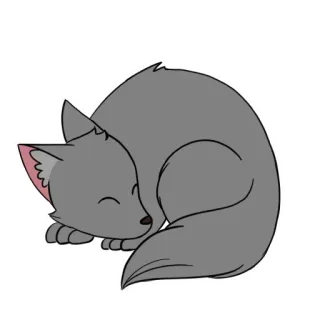 😗 wolf, schläfrig, süß, tier, zusammengerollt, grau, cartoon whatsapp sticker