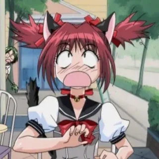 🐱 Anime, Katzenohren, überrascht, Cartoon whatsapp sticker