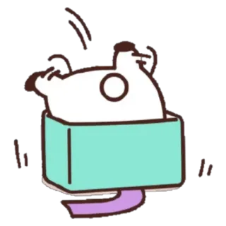 😖 милый, животное, мультфильм, коробка, медведь, наклейка telegram sticker
