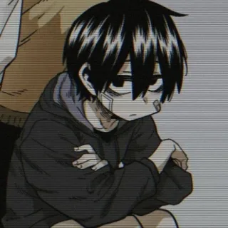 🖤 Anime, Traurig, Einsam, Schwarze Haare, Hoodie whatsapp sticker