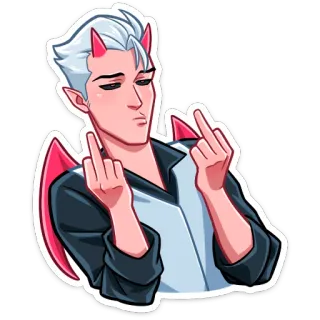 🖕 diablo, dedo corazón, ofensivo, gesto, anime, demonio whatsapp sticker