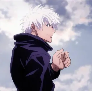 🍠 Gojo Jujutsu Kaisen anime, gojo, jujutsu kaisen, white hair, character, clouds, manga telegram sticker