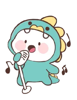 🎙 dinosaur, singing, microphone, cute, character, cartoon, kawaii telegram sticker