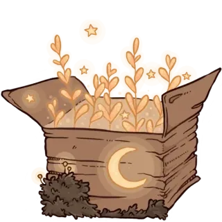 🌾 상자, 식물, 달, 별, 만화 telegram sticker