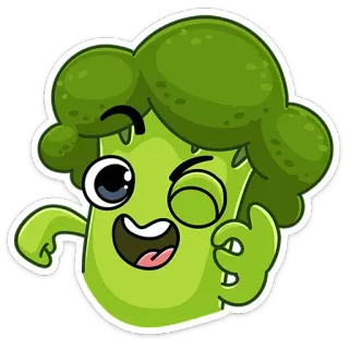 😉 brócolis, vegetal, desenho animado, comida, fofo whatsapp sticker