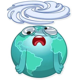 🌀 Erde, Klimawandel, Hurrikan, traurig, Wetter, Cartoon telegram sticker