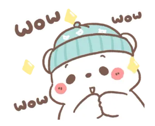 💬 WOW wow WOW wow uau, urso, fofo, adorável, brilhos, animado, alegre telegram sticker