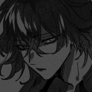 🖤 Anime, Manga, Postać, Czarno-białe, Monochromatyczny telegram sticker