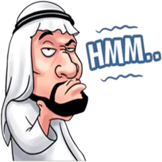 🤔 HMM.. thinking, hmm, doubt, man, cartoon, arab telegram sticker