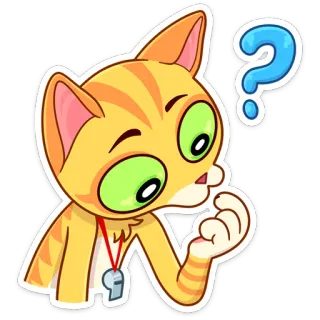 🤔 gato, pregunta, pensando, naranja, dibujos animados, pegatina, confundido, animal whatsapp sticker