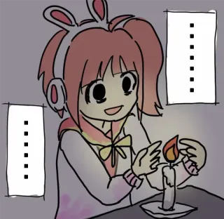 😑 Anime, Bougie, Dessin animé, Mignon, Fille whatsapp sticker